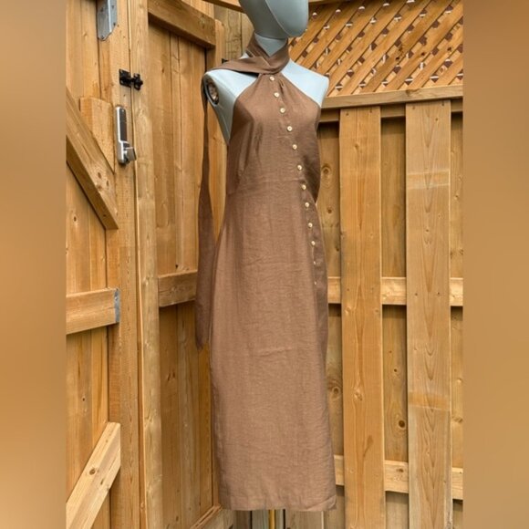 🆕 CULT GAIA 🧿 NWOT Romia Button-Detail Dress, Affogato Brown - Sz L - Picture 5 of 12
